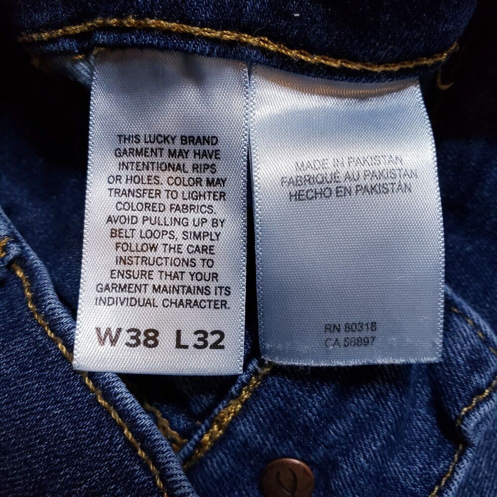 Lucky Brand Mens Jeans 38x32 (Fits 36x31) Blue 412 Athletic Slim Dark Whiskered - Picture 7 of 12